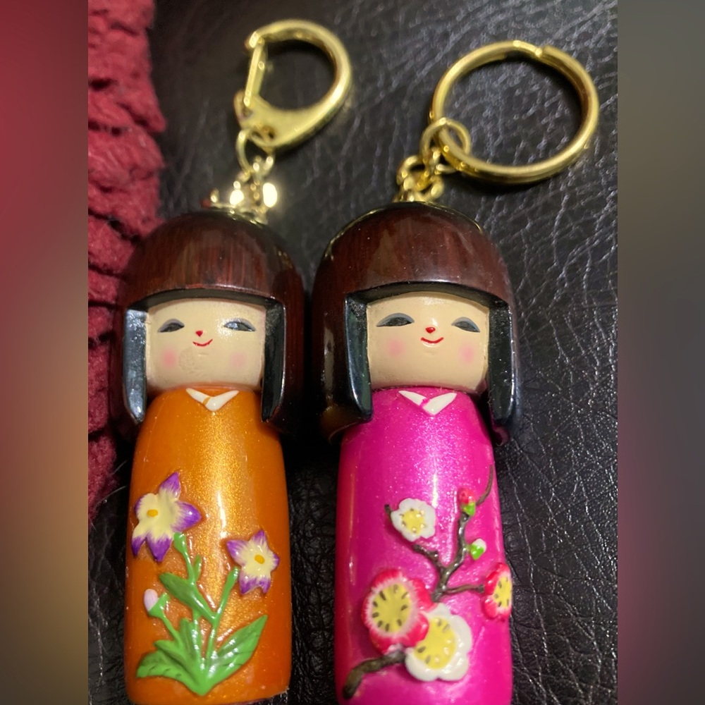 Pair of precious ceramic keychains or bag charms from Thailand